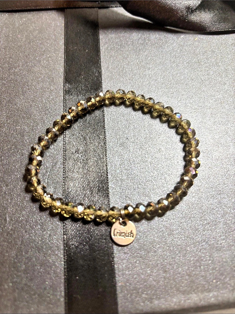 Erimish Beaded Charm Bracelet in Brown & Gold